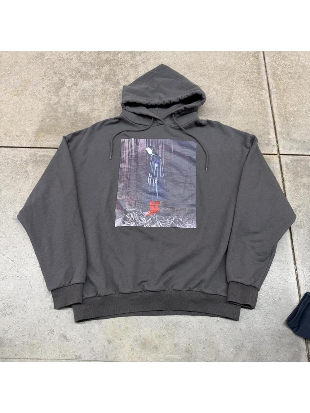 balenciaga alek model potrait hoodie dark grey spring summer 2017 hoodie large